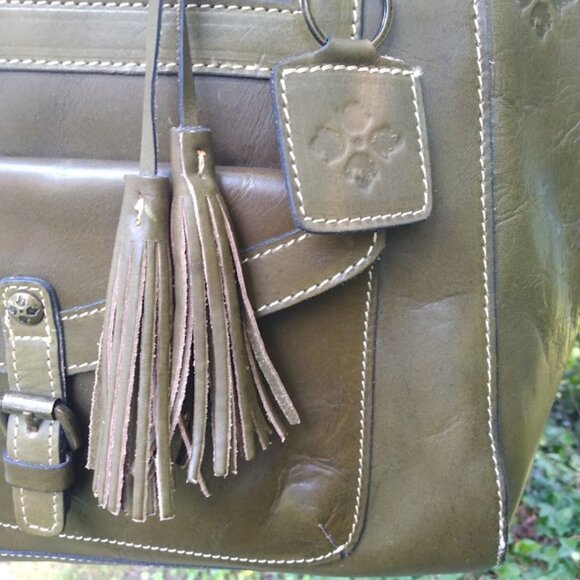 Patricia Nash Leather Shoulder Bag Tote Purse Double Handles NWT Galetti Green - Picture 4 of 9